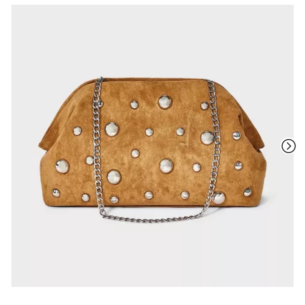 Target Tan Suede Clutch With Silver Accents